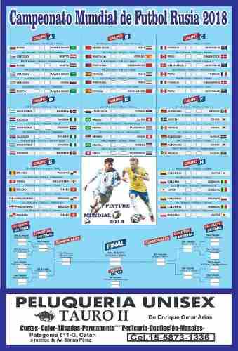 Fixture Mundial De Futbol Rusia 2018 -20 X 30 Cm X 6
