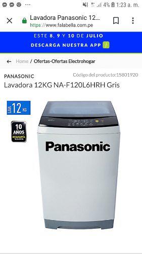 Lavadora Panasonic 12kg Na-f120l6hrh GrisNueva