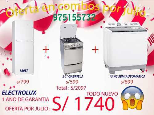 Refrigeradora + Cocina + Lavadora