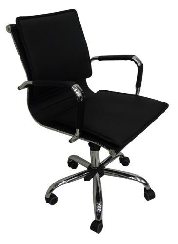 Silla De Oficina De Cuero Modelo Q-832 - Base De Acero Crom