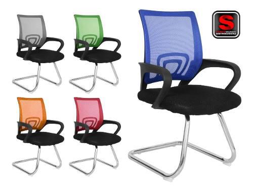 Silla Fija Escritorio Visita Oficina Cromada Malla Colores¡