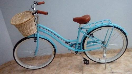 Bicicleta Vintage De Paseo Para Mujer Color Celeste Poco Uso