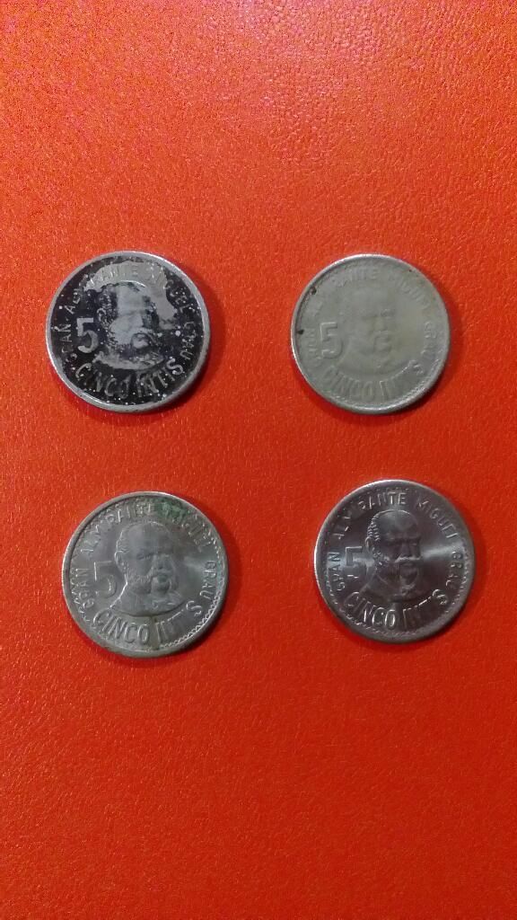 Vendo 4 Monedas de Cinco Intis