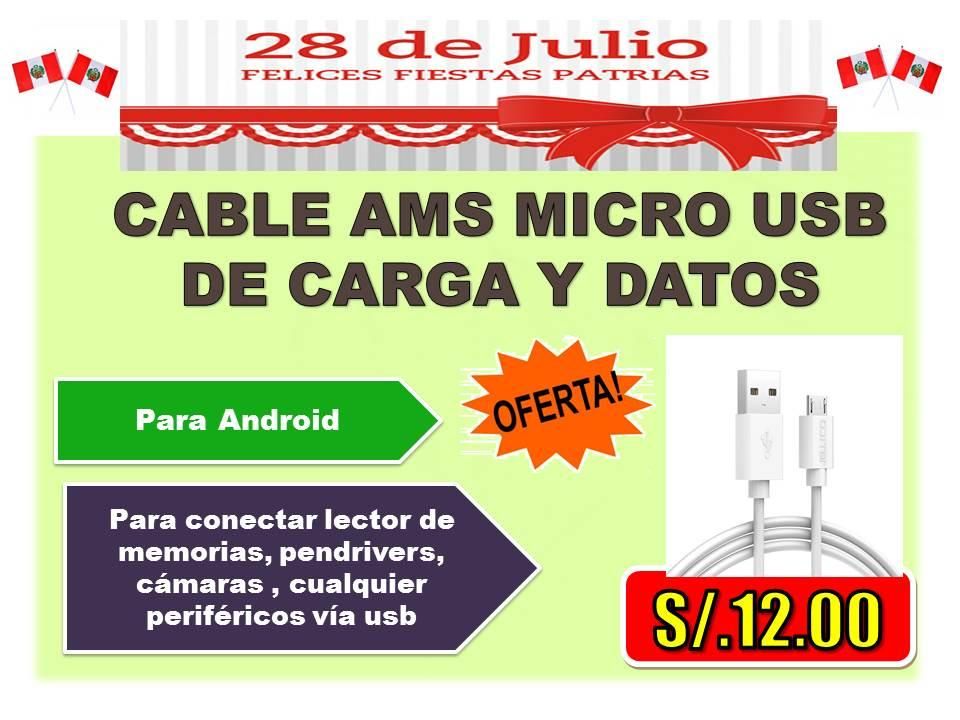 CABLE AMS MICRO USB DE CARGA Y DATOS