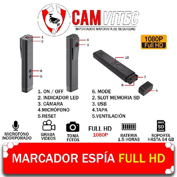 Marcador Camara Espia Full Hd 1080p Grabadora De Voz 64gb