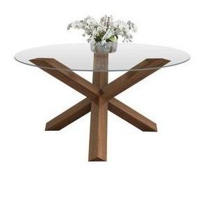 Dm Mesa De Comedor De 4 O 6 Sillas Redonda Asterix De Vidrio