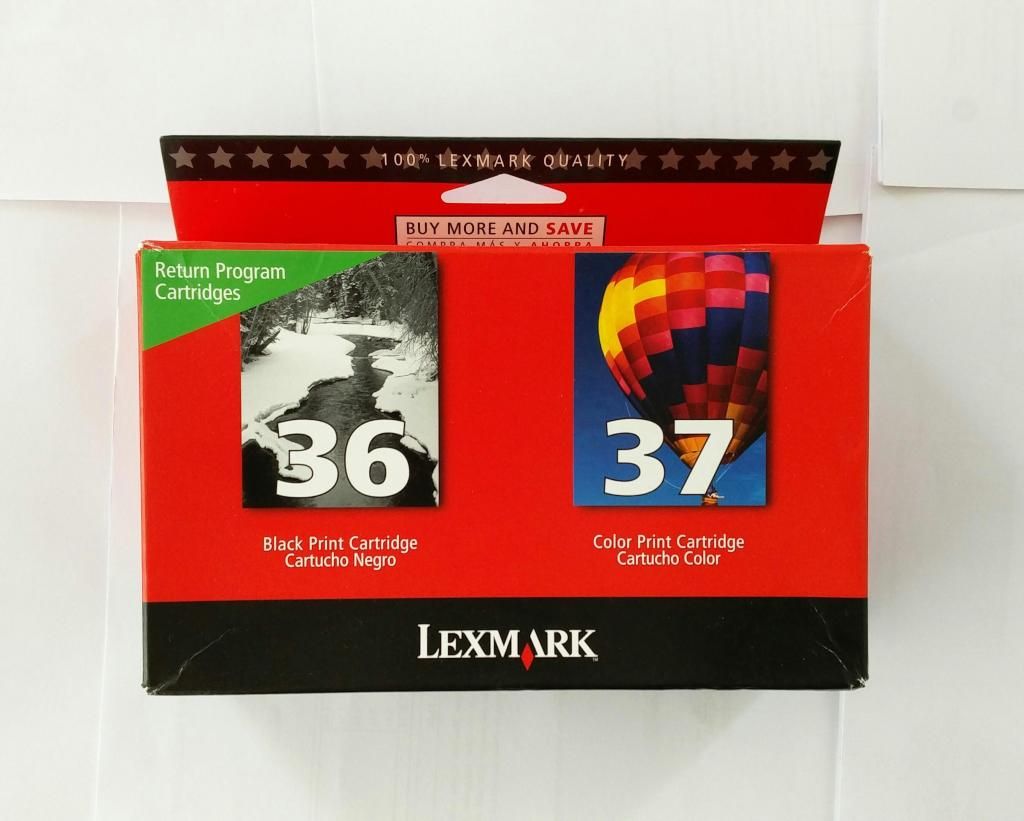 Lexmark cartucho original tinta USA combo 36 negro y 37