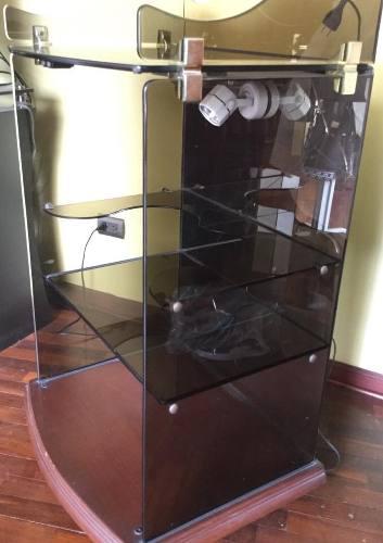 Mueble Mini Bar De Madera Vidrio Templado Y Ruedas