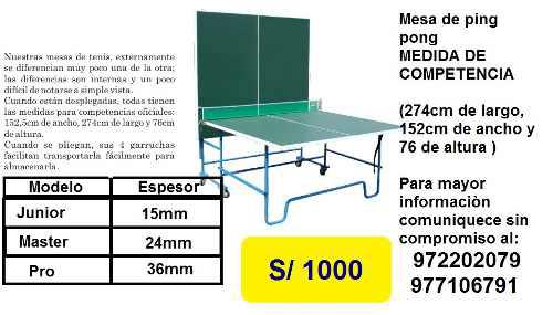 Mesa De 24mm Ping Pong Medida Reglamentaria