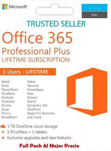 Office 365 Original,para 5 Equipos Win/mac/ios/andr