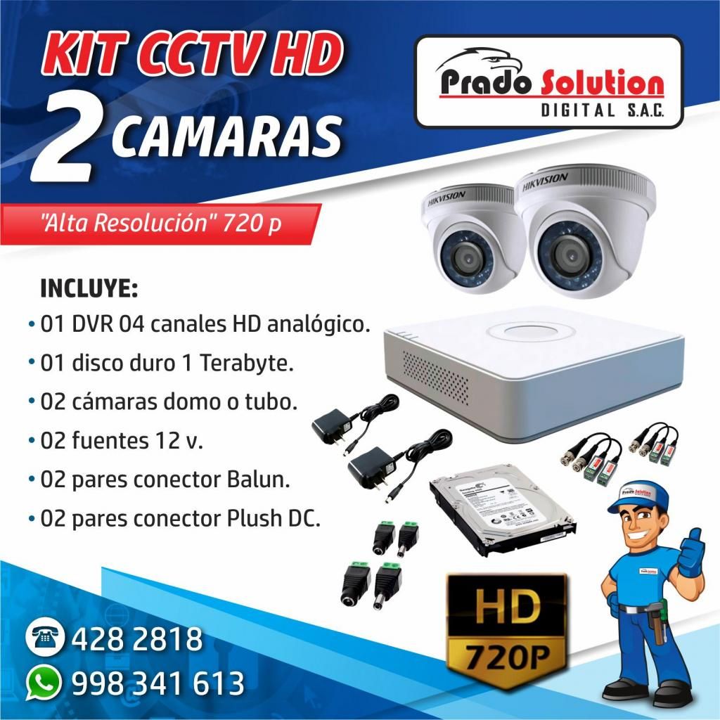Camaras de Vigilancia Kit 02 Camaras HikVision Camaras de