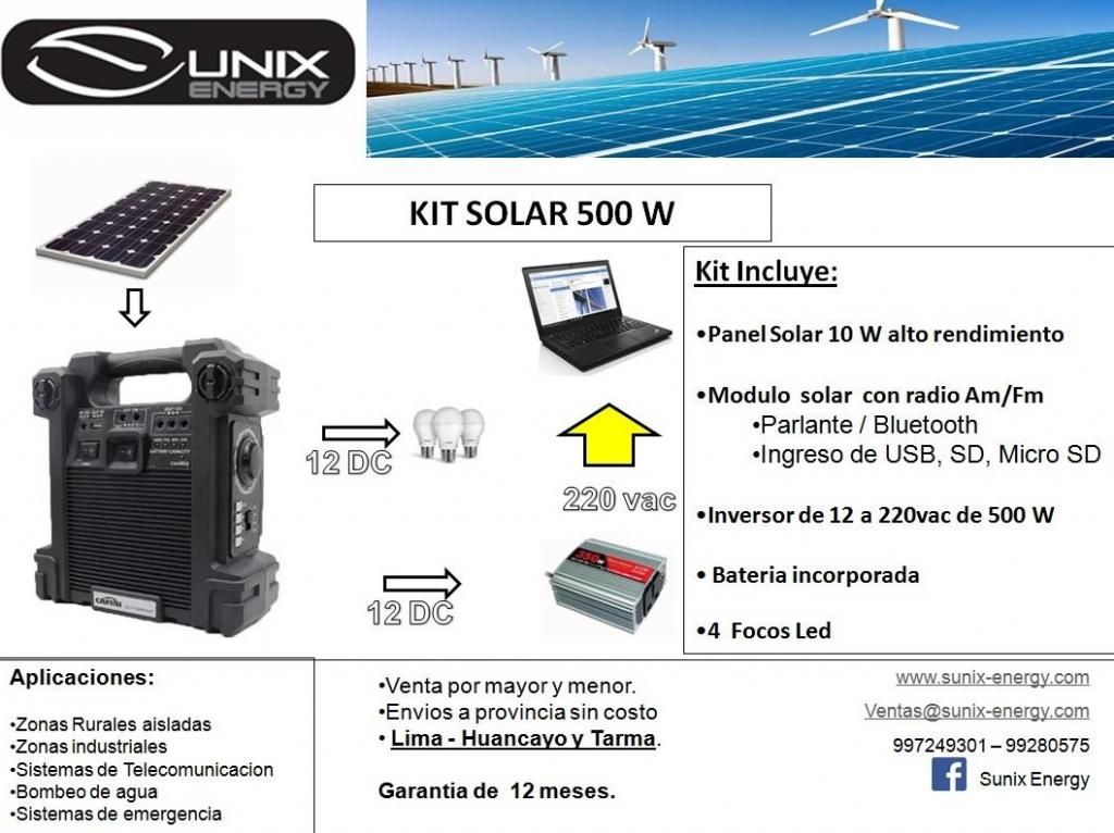 Kit Solar Completo De 500w Salida De 220vac Y 12dc