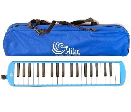 Flauta Melodica Olso Milan 37 Teclas Color Azul Con Estuche