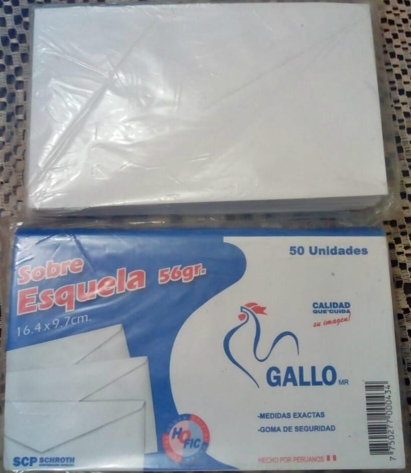 8 Paquetes Sobre Esquela 56gr marca Gallo Todo S/. 