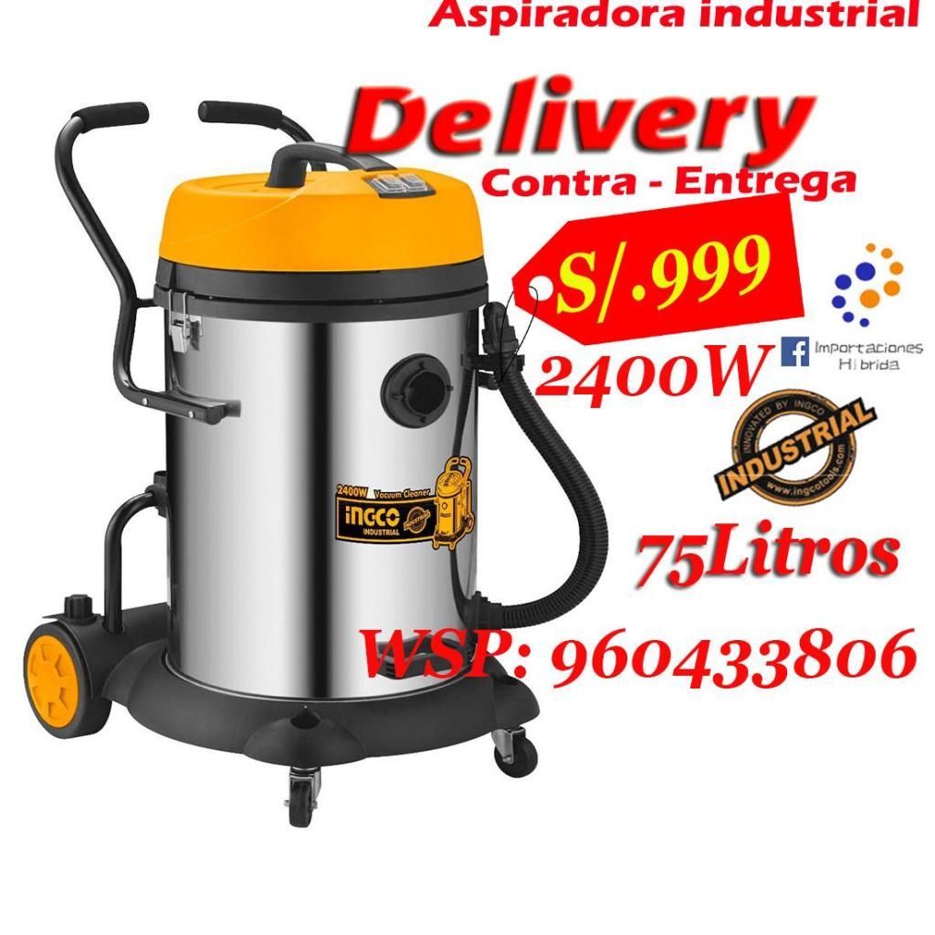 Aspiradora idustrial INGCO 75 litros doble motor carwash