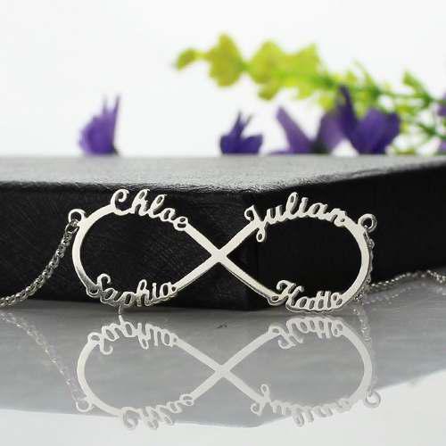 Collar Infinito Con Nombre Personalizado De Plata Ley 950