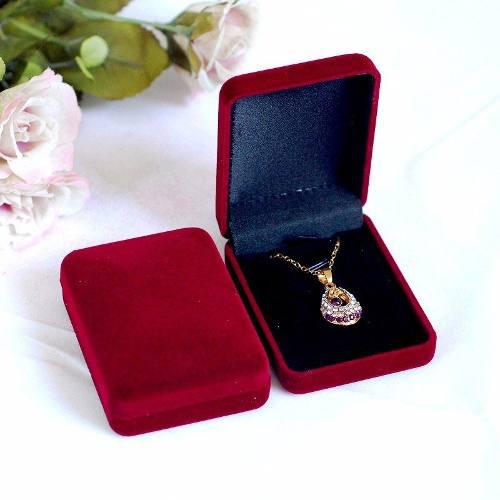 Estuche De Terciopelo Caja Para Collar O Aretes Nuevo Stock