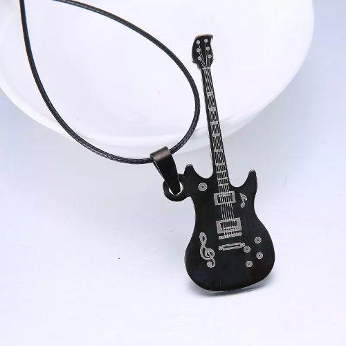 Exclusivo Collar Guitarra Acero Inoxidable Unisex Musica