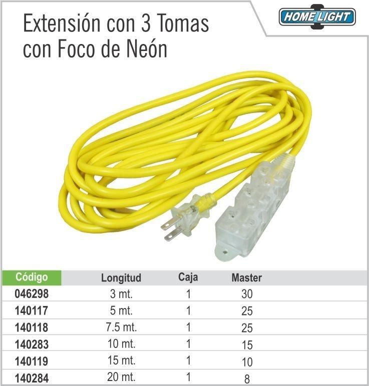 Extensión C/3 Tomas C/Foco De Neón Home Light