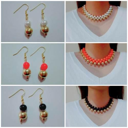 Juego De Collar Y Aretes Joya Bisutería De Mujer Moda