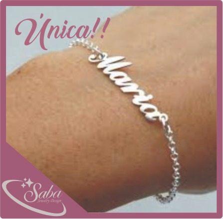 Pulsera Esclava Plata 950 Nombre Personalizado Saba