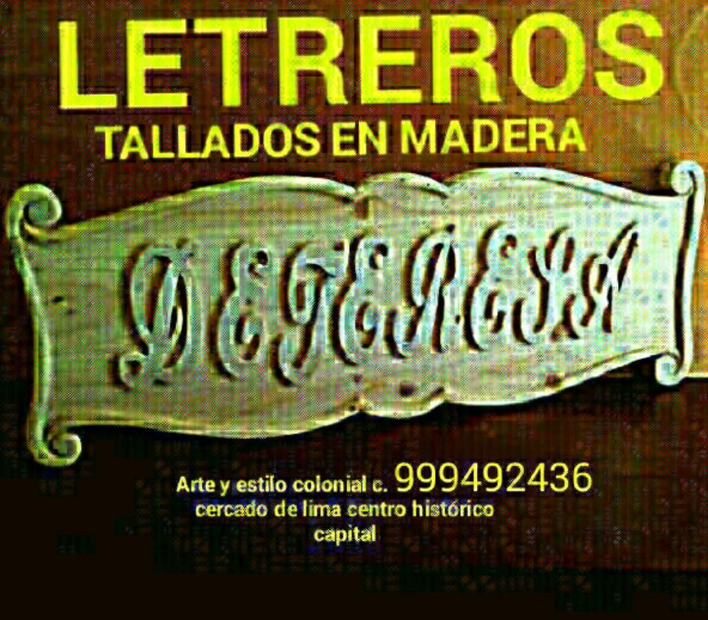 Letreros Tallados en Madera
