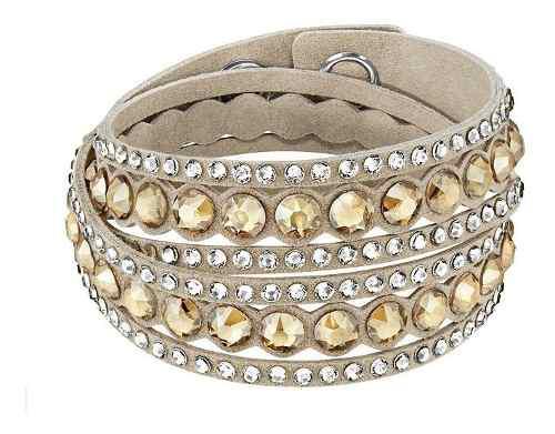 Pulsera Slake Dot Dorado Y Azul Swarovski Tipo