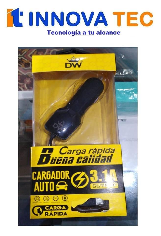 CARGADOR DW PARA AUTO CARGA RAPIDA / CABLE USB 3.1A