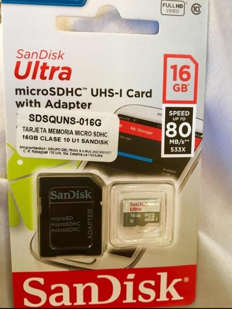 Microsd Sandisk Ultra 16gb Clase 10