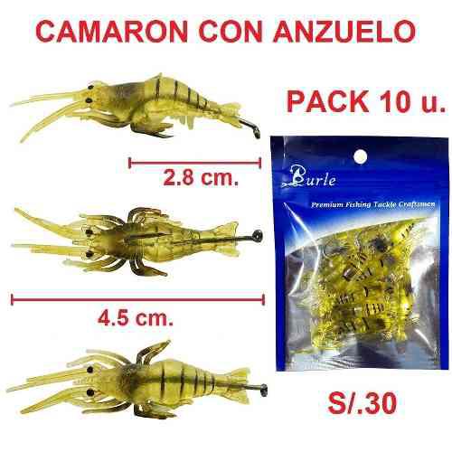 Camaron Pack 10 Uni Langostino Señuelo Pesca Carnada