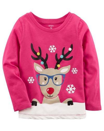 Carters Polo Ml Navidad Con Reno 100% Algodón 9-12 Meses