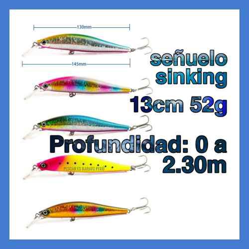 Señuelo Pesca 52g 13cm Sinking Pez Depredador Robalo