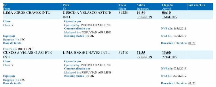 2 Pasajes Lima-Cuzco-Lima (16-22 julio)