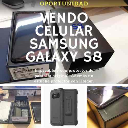 Celular Impecable Samsung Galaxy S8 Con Protector Holder