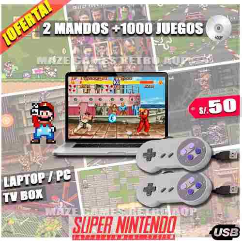 2x50 Mando Control Usb Nuevo Súper Nintendo Snes