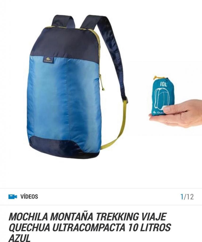 Mochila convertible marca Quechua nueva de 10 litros