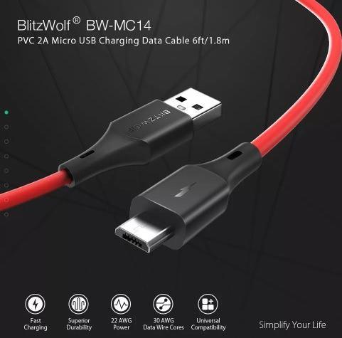 Blitzwolf Cable Micro Usb 1.8 Metros