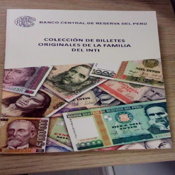 Folleto con Colección de Billetes Intis UNC