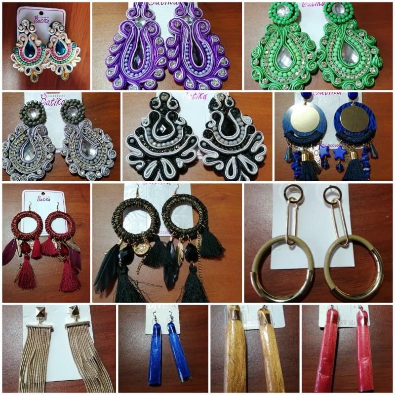 aretes de hilo, soutache, acero