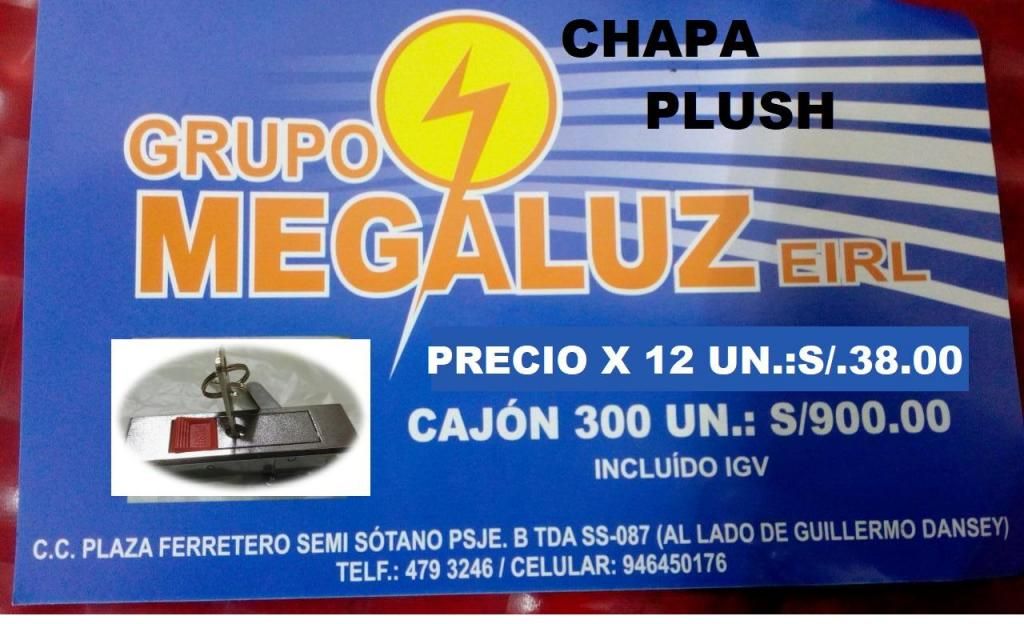 CHAPA PLUSH PARA TABLEROS ELECTRICOS CAJON X 300 UND
