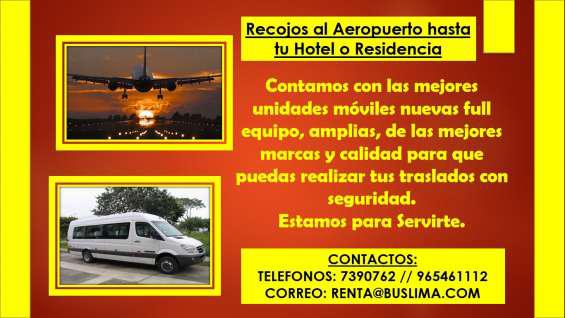 Recojos al aeropuerto hasta tu hotel o residencia en Lima