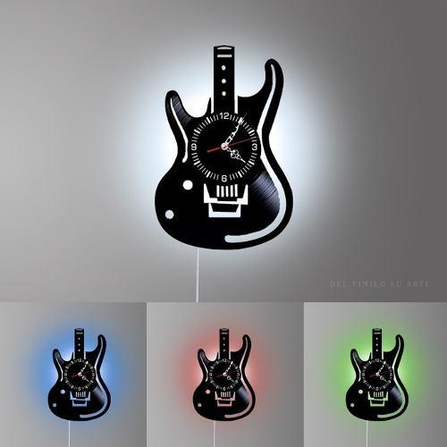 Reloj De Pared Guitarra Rock Con Luces Led Arte