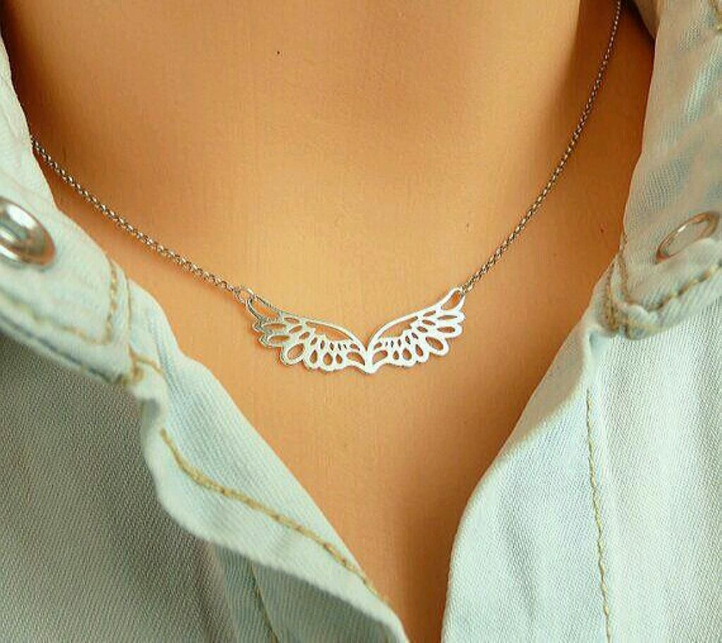 Collar para Mujer Alas Angel Dije Plata Joyas regalo