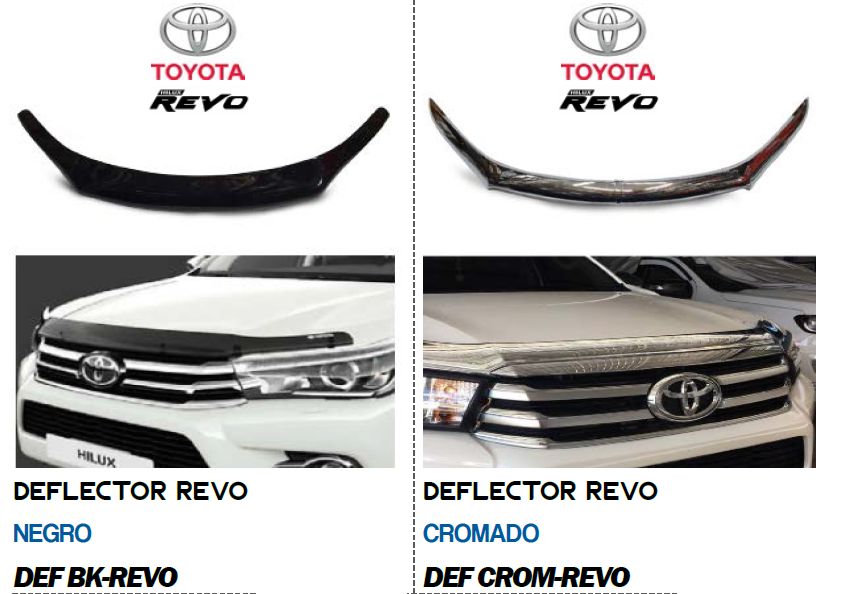 Deflector Revo negro y cromado correlluvias para Toyota