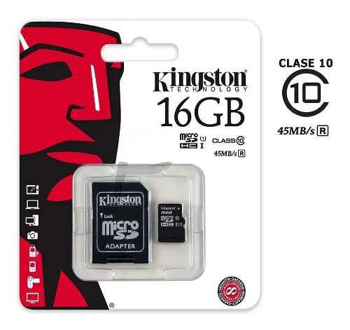 Memoria Kingston De 16gb Clase 10 Microsdhc Con Adaptador 45