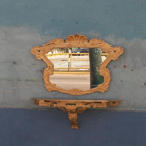 Espejo Y Consola Madera Cedro Antigua
