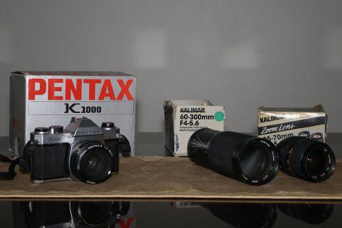 Cámara Fotográfica Manual Pentax 1000 Y Lentes 80 Y 300 Mm