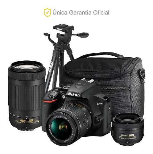 Nikon Oficial D3500 18-55, 70-300, 35 F/1.8, Trípode Y