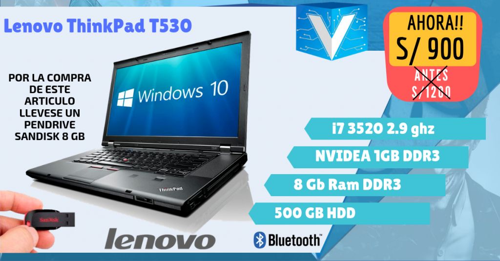 Laptop Lenovo ThinkPad T530 en oferta i ghz,NVIDEA