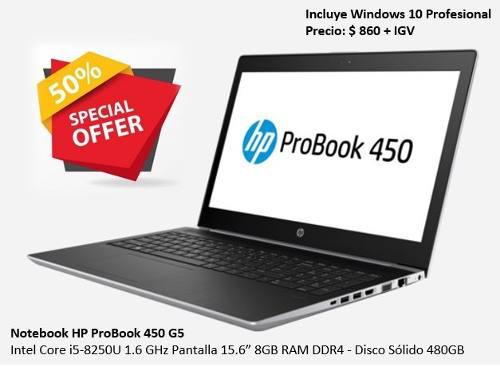 Laptop Hp Probook 450 G5 15.6 Core I5-8250u 8gb 480gb Ssd